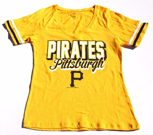 Womens Pittsburgh Pirates Vee-Neck Tee Shirt Size Small