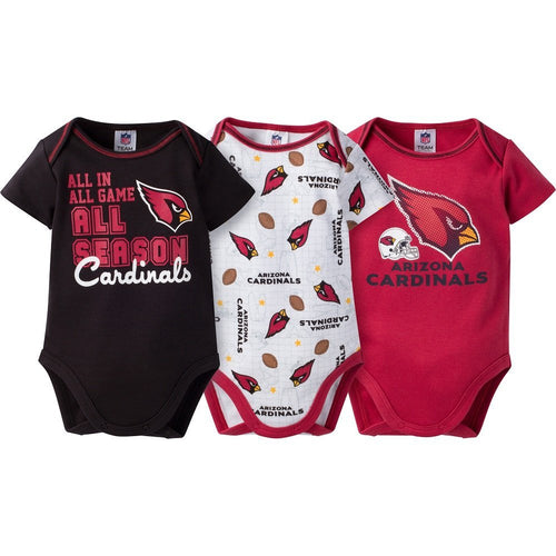 2017 Baby Boys Arizona Cardinals 3 Pack Bodysuits Size 3/6 Months