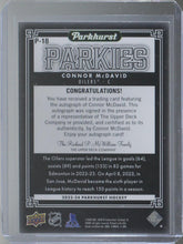 Connor McDavid 2023-24 Parkhurst Hockey Parkies Gold Auto Parallel Achievements, P-18