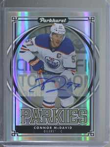 Connor McDavid 2023-24 Parkhurst Hockey Parkies Gold Auto Parallel Achievements, P-18