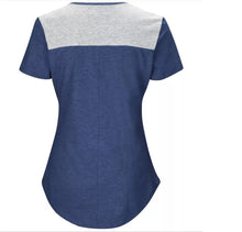 Women's Denver Bronco's Heather Blue V-neck Short Sleeve T-Shirt