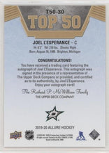 Joel L'Esperance 2019-20 Allure Hockey Top 50 Blue Auto Parallel, T50-30