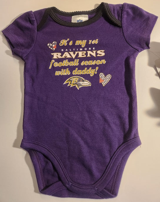 Baltimore Ravens Girl's 3-Pack Onesie Set - 6/12 months