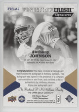 Anthony Johnson Notre Dame 1988 Champions Fighting Irish Signatures, FIS-AJ