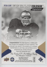 D'Juan Francisco Notre Dame 1988 Champions Fighting Irish Signatures, FIS-DF