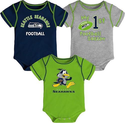 Seattle Seahawks Baby 3 Pack Short Sleeve Onesie