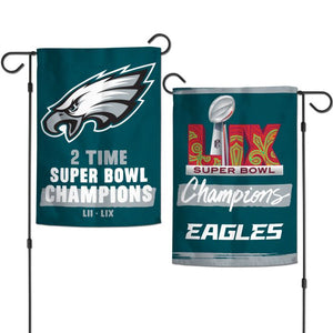 Super Bowl Champions Philadelphia Eagles Garden Flags 2 sided - 12.5" x 18"