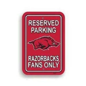 Arkansas Razorbacks Reserved Parking Sign