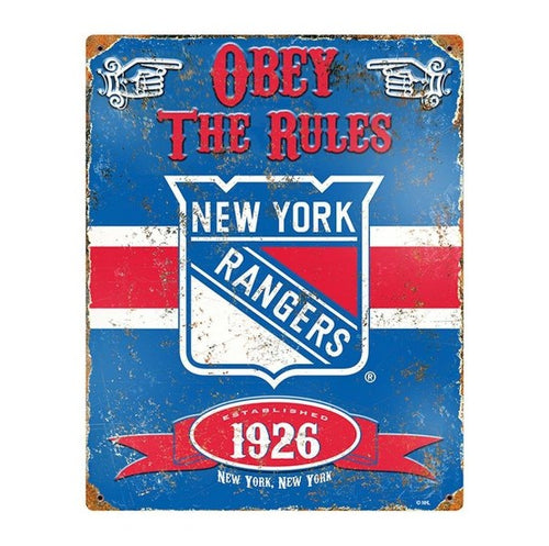 New York Rangers Embossed Metal Sign