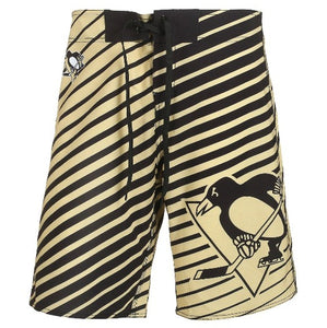 Pittsburgh Penguins Klew Mens Stripes Poly Swimsuit Boardshorts