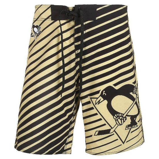 Pittsburgh Penguins Klew Mens Stripes Poly Swimsuit Boardshorts