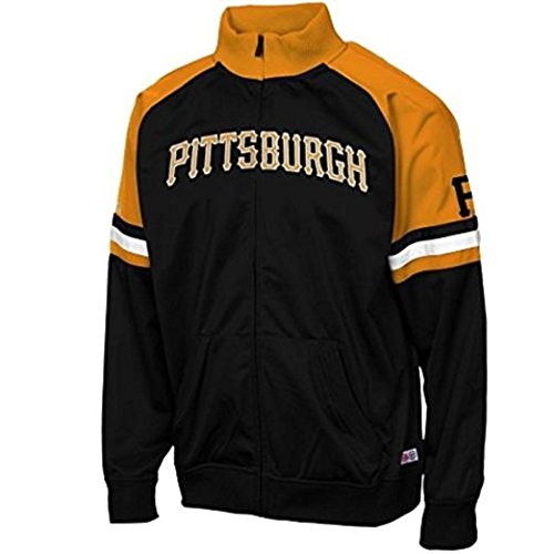 Stitches Pittsburgh Pirates Colorblocked Full Zip Track Jacket - Black/Gold Medium