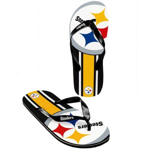 Pittsburgh Steelers Youth Big Logo Flip Flops - Black/yellow Youth Small 11-12