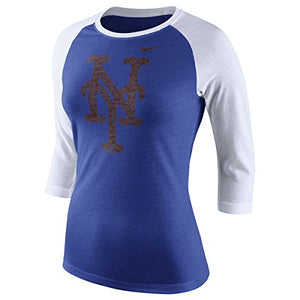 New York Mets Nike Women's Tri-Blend Raglan Tee-Shirt XL