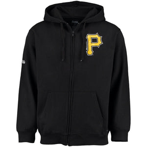 Men's Pittsburgh Pirates Stitches Black Left Chest Logo Full-Zip Hooded Sweatshirt