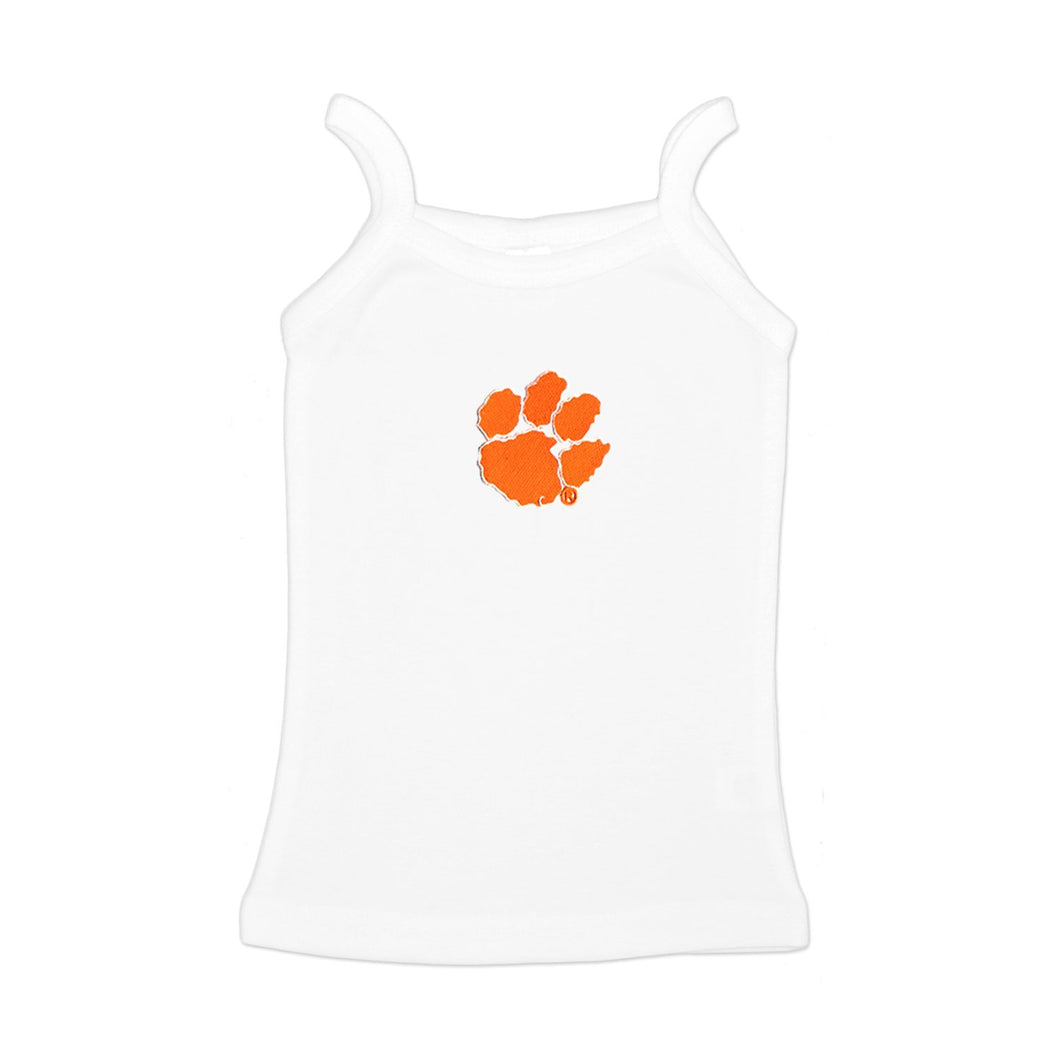 Clemson Tigers Girls Spaghetti Top - Size X-Small (4-5) - White