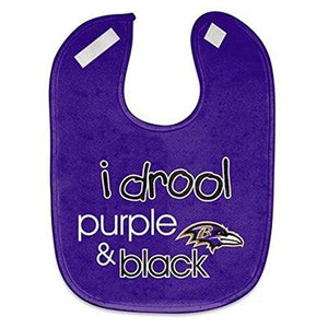 Baltimore Ravens Mesh Velcroe Baby Bib "I Drool Purple and Black"
