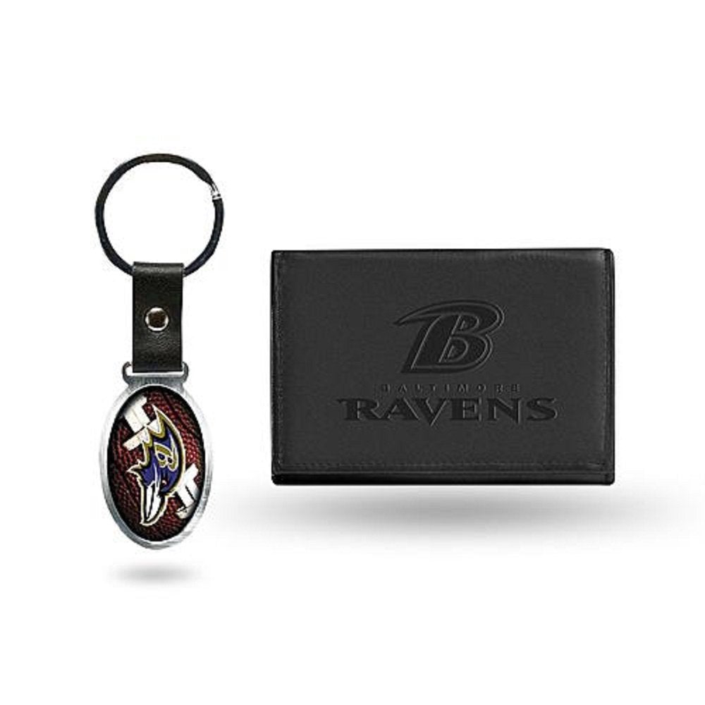 Men's Leather Wallet & Key Chain - Baltimore Ravens