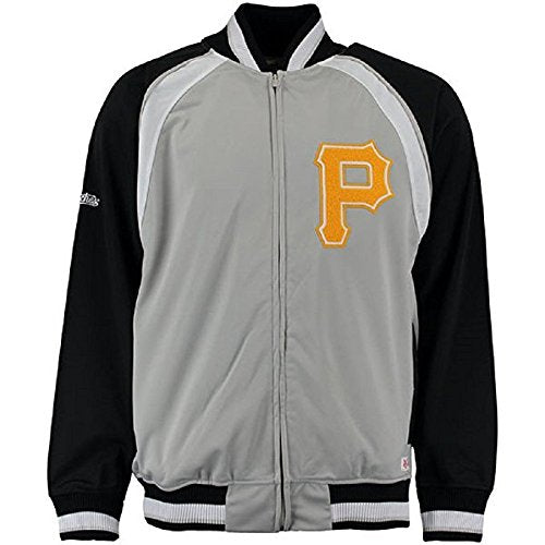 Stitches Mens Pittsburgh Pirates Gray Wordmark Brushed Track Jacket