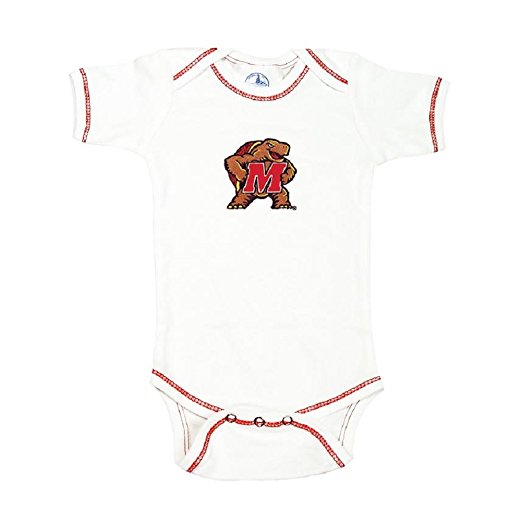 Baby Boys Maryland Terrapins Contrast Stitching Bodysuit (6 Months, White)
