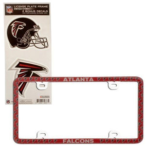 Atlanta Falcons Thin Rim License Plate Frame with Decals NIB