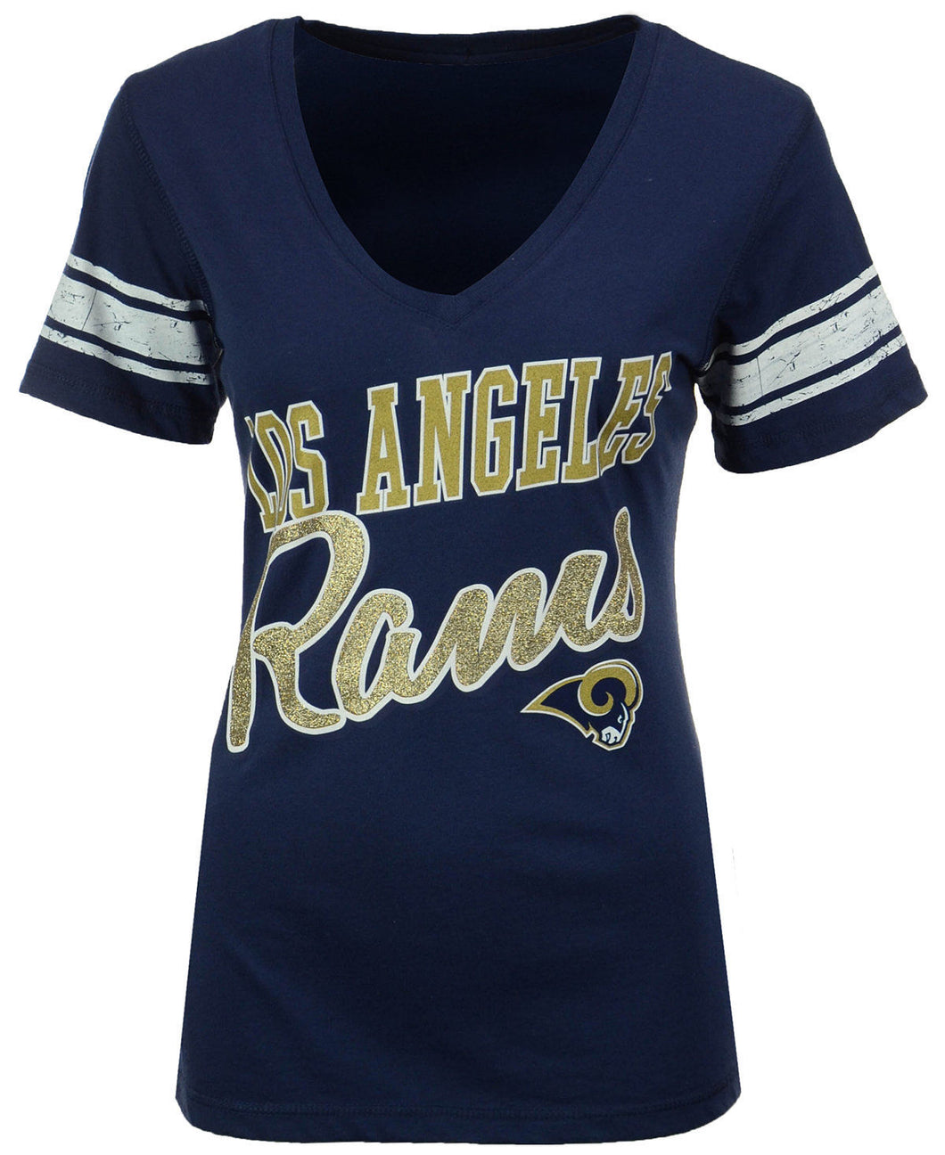 Women's Los Angeles Rams Blue Glitter Tee-Shirt Size Large NWT New