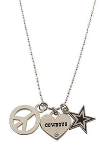 Dallas Cowboys 18" Peace and Love Necklace NEW NIB