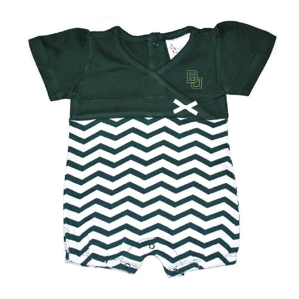 Baby Girls Baylor Bears Chevron Romper (green, Newborn)