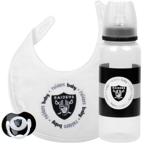 Oakland Raiders 3-piece Pacifier, Bib & Bottle Gift Set