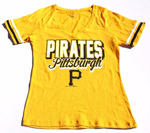 Womens Pittsburgh Pirates Vee-Neck Tee Shirt Size Small