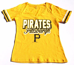 Womens Pittsburgh Pirates Vee-Neck Tee Shirt Size Medium