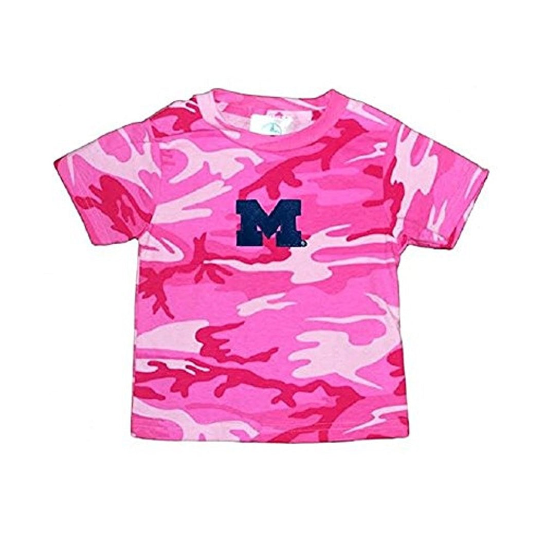 Toddler Girls Michigan University Wolverines Pink Camo Tee Shirt Large 14/16