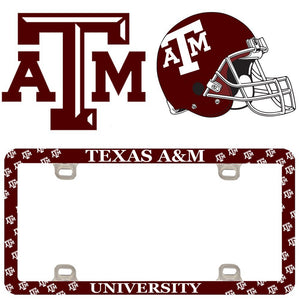Texas A&M Aggies Thin Rim License Plate Frame with Decals