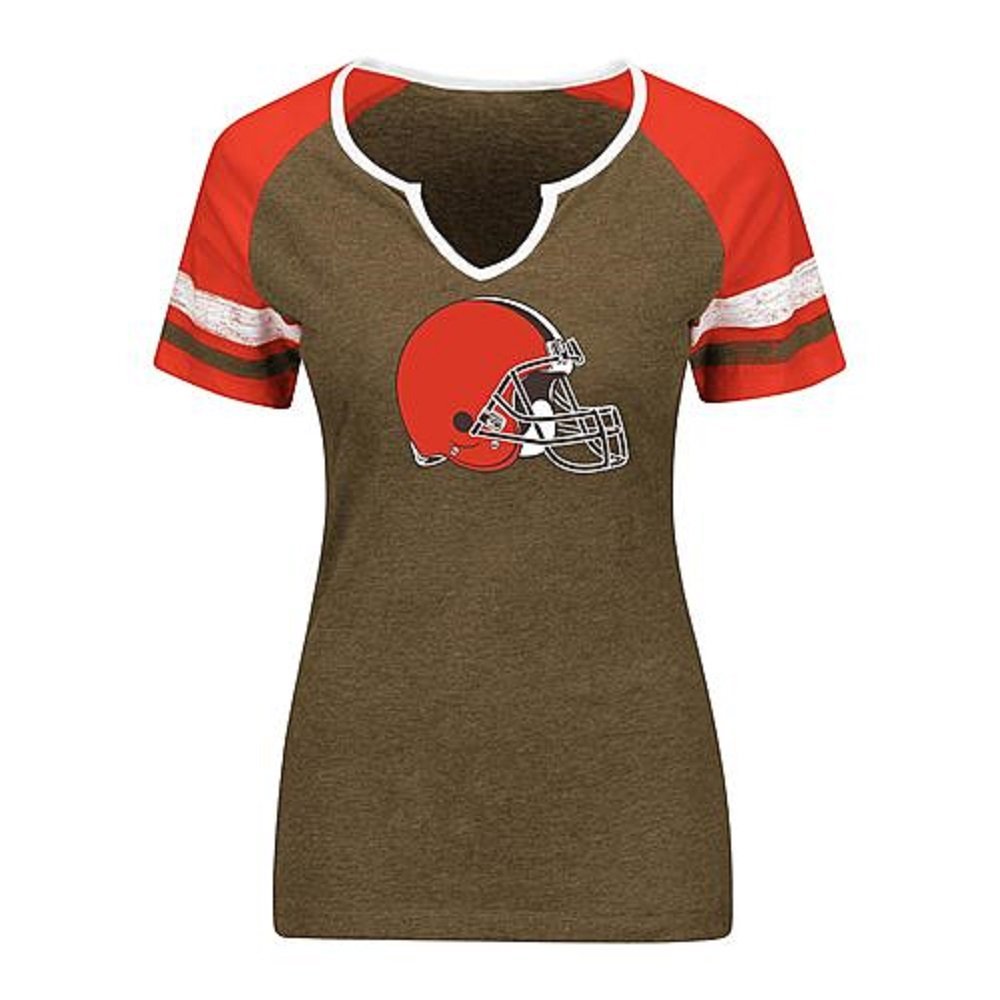 Women's Notched Neck Graphic T-Shirt - Cleveland Browns (M)