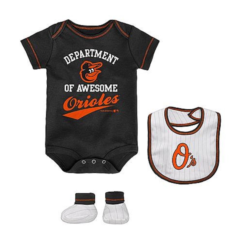 Baby Boys' Bodysuit, Bib & Booties Baltimore Orioles Size 3-6 Months