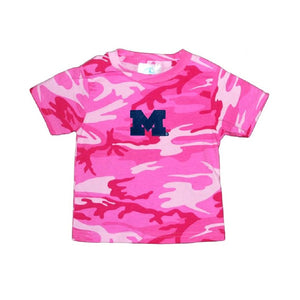 Toddler Girls Michigan University Wolverines Pink Camo Tee Shirt Size 2/4