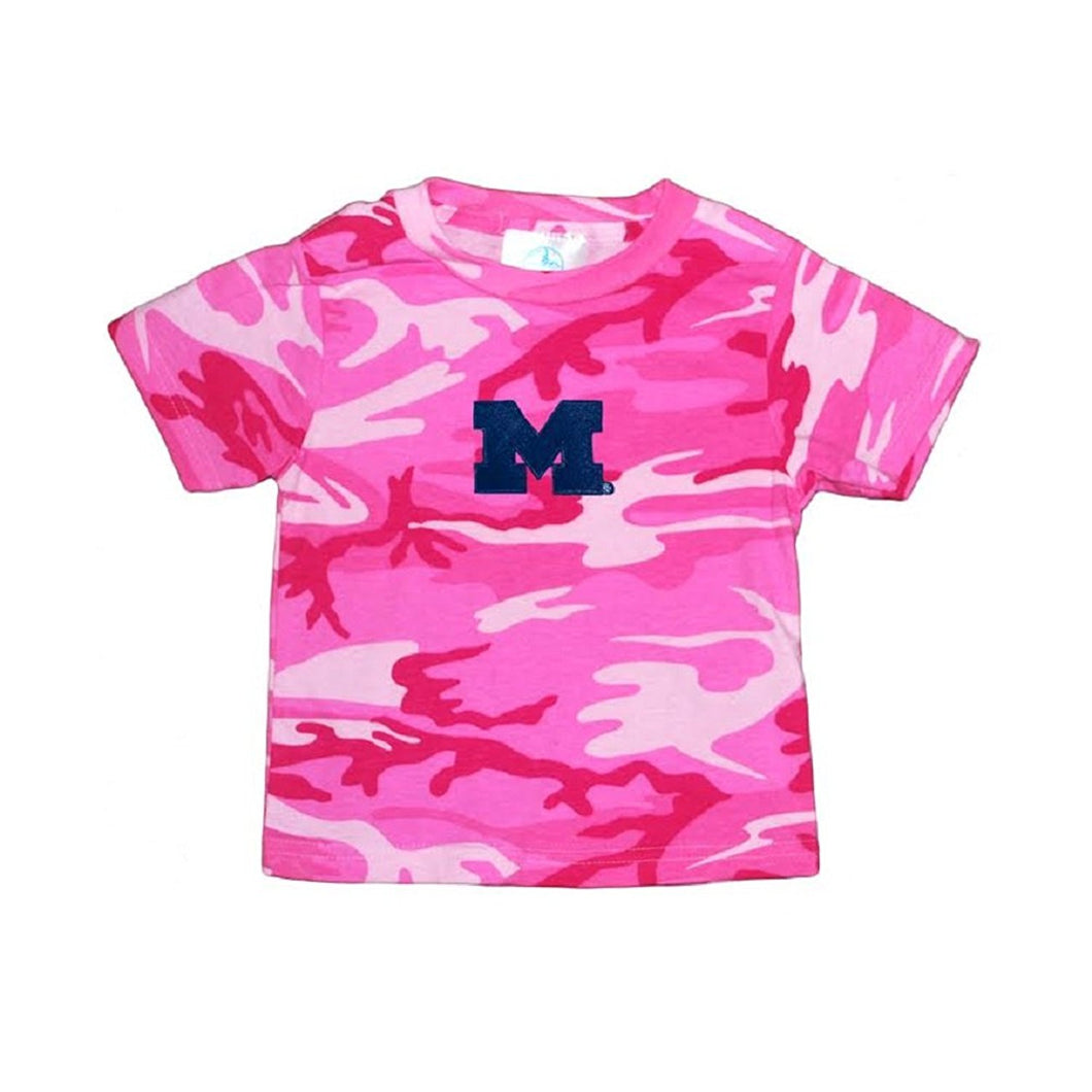 Toddler Girls Michigan University Wolverines Pink Camo Tee Shirt Size 2/4
