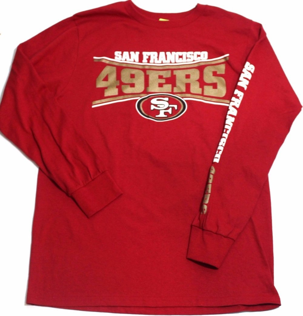 Mens San Francisco 49ers Raglan Sleeve Tee Shirt Size Medium