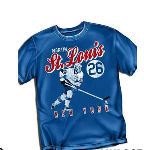 Martin St Louis #26 NY Rangers Vintage Royal Tee Shirt Size XL