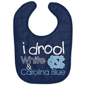 North Carolina Tarheels Mesh Velcroe Baby Bib "I Drool white & carolina blue"