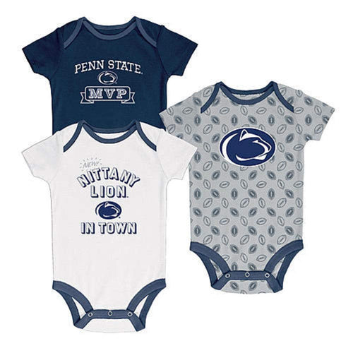 Baby Boys Penn State Nittany Lions 3 Pack Bodysuits Size 6-9 Months