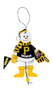 MLB Pittsburgh Pirates Wooden Cheering Snowman Ornament