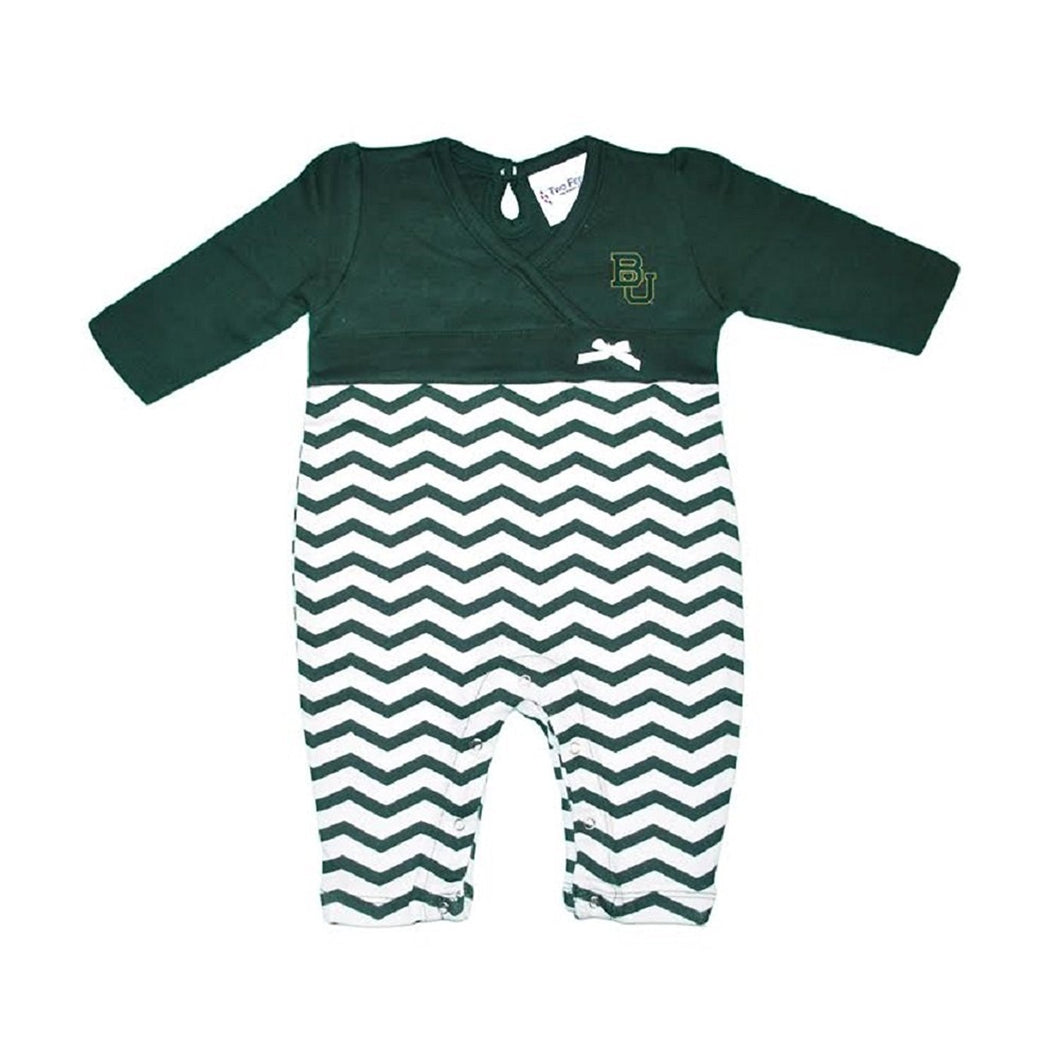 Two Feet Ahead Baby Girls Baylor Bears Long Leg Chevron Romper