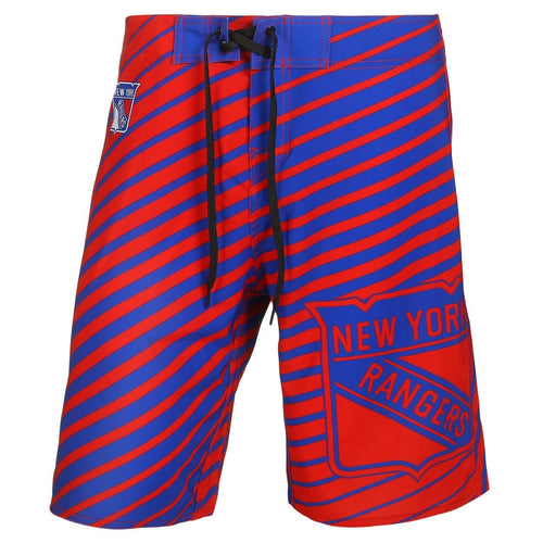 New York Rangers KLEW Mens Stripes Poly Swimsuit Boardshorts