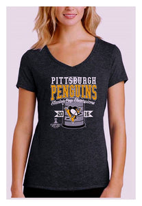 Womens 2016 Pittsburgh Penguins Stanley Cup Champions Tee Shirt Size Large