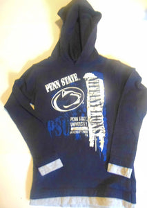 Penn State Nittany Lions Layered Look Slim Fit Hoodie - Navy Blue-White Size 14-16