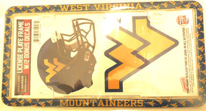 West Virginia Mountineers Thin Rim License Plate Frame with Decals