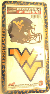 West Virginia Mountineers Thin Rim License Plate Frame with Decals