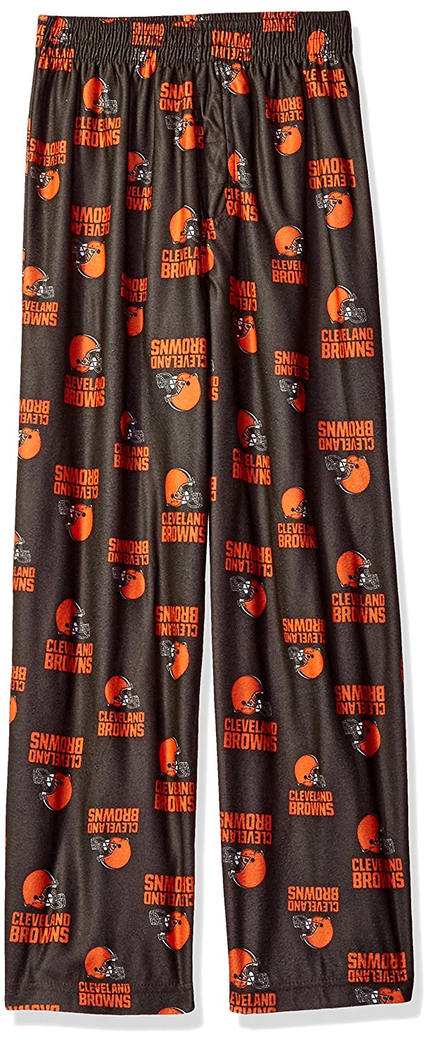 NFL Cleveland Browns Youth Boys 8-20 Sleepwear All Over Print Pants, Medium (10-12), Brown Suede