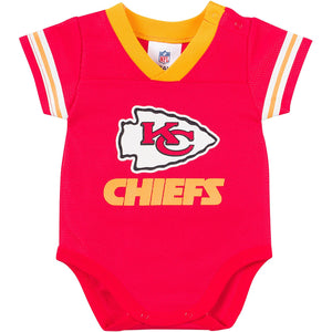 NFL Kansas City Chiefs Dazzle Mesh V-Neck Bodysuit, 0-3 Months, Red